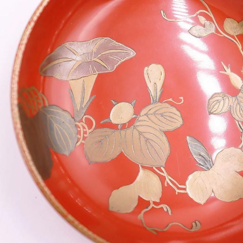 朱塗り 煮物椀 菓子椀 高蒔絵 草花模様 漆器 和骨董 日本の美 和 朱塗り 煮物椀 菓子椀 高蒔絵 草花模様 漆器 和骨董 日本の美 和
