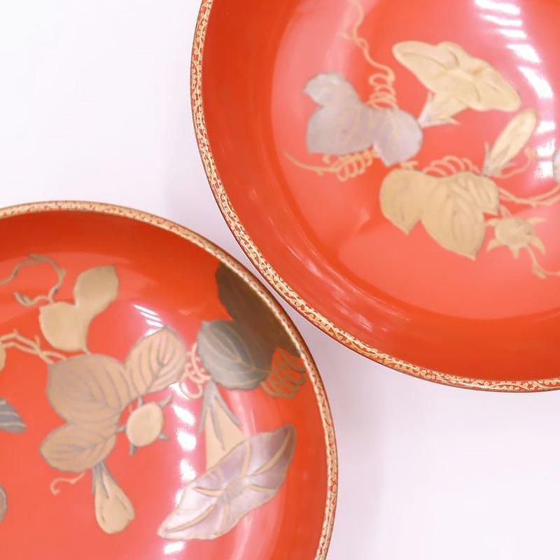 吸物椀 五草花蒔絵 黒 5客セット 木製 漆塗り（製造中止） 漆器