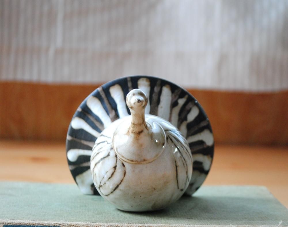 ★特選一品★孔雀&水晶♡浄化スペシャル【孔雀『ピーファウル』型ディスプレイ器】 ヴィンテージ デンマーク 陶器の孔雀 オブジェ ハンドメイド