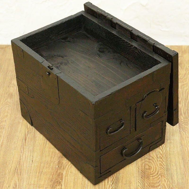 硯箱 掛け硯 小引出し 小物入れ 時代金具 日本製 明治時代 日本 硯箱 掛け硯 小引出し 小物入れ 時代金具 日本製 明治時代 日本