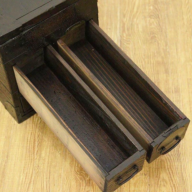 硯箱 掛け硯 小引出し 小物入れ 時代金具 日本製 明治時代 日本 硯箱 掛け硯 小引出し 小物入れ 時代金具 日本製 明治時代 日本