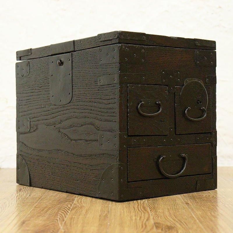 硯箱 掛け硯 小引出し 小物入れ 時代金具 日本製 明治時代 日本 硯箱 掛け硯 小引出し 小物入れ 時代金具 日本製 明治時代 日本