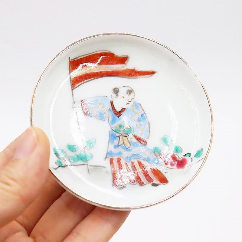 手描き 色絵 豆皿 天塩皿 醤油皿 ミニ アンティーク 和食器 昭和
