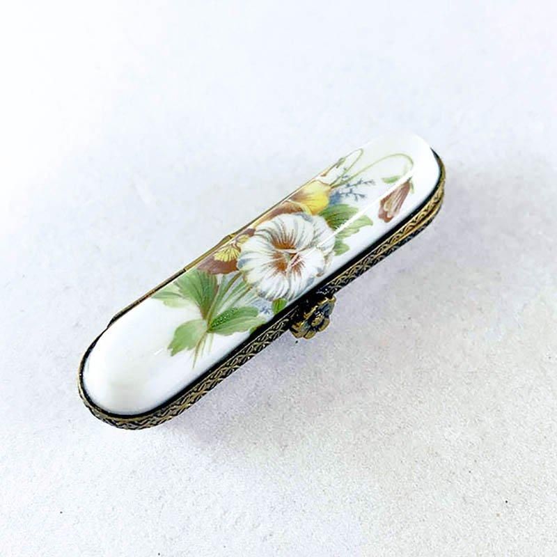 リモージュ陶器小物入れ 可愛いパンジー