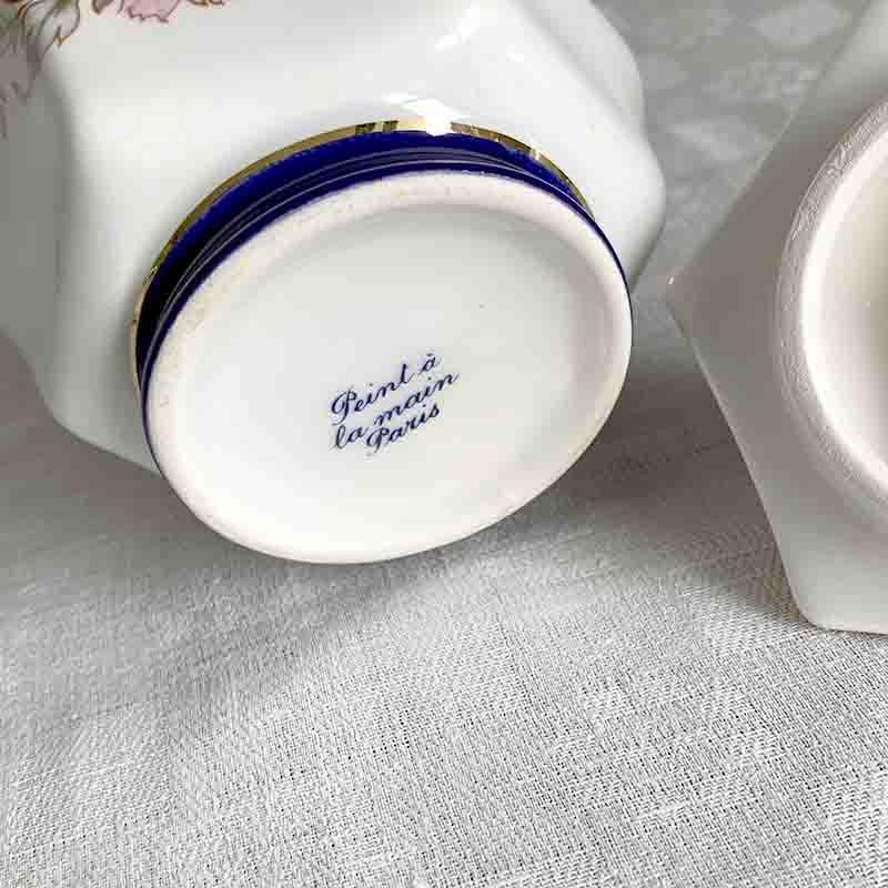 蓋付き壺 六角形のお花模様のポット 陶器キャニスター 12OTcj36 蓋付き壺 六角形のお花模様のポット 陶器キャニスター 12OTcj36