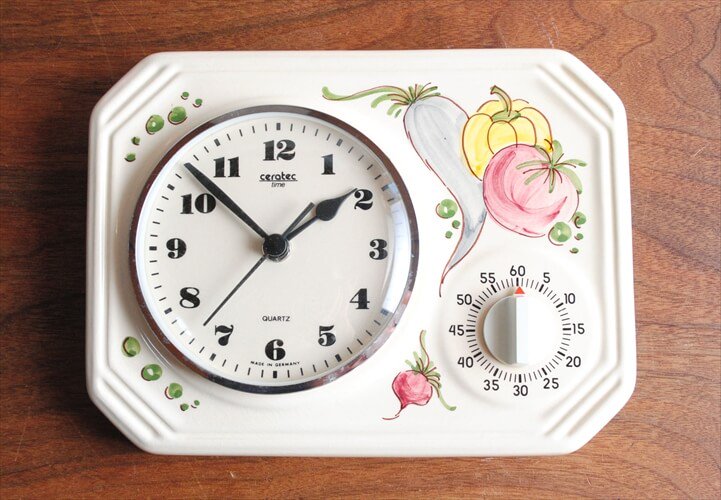 ドイツ製 CERATEC TIME 陶器の壁時計 タイマー付き 電池式 壁掛け時計 セラミック キッチンクロック アンティーク_230801