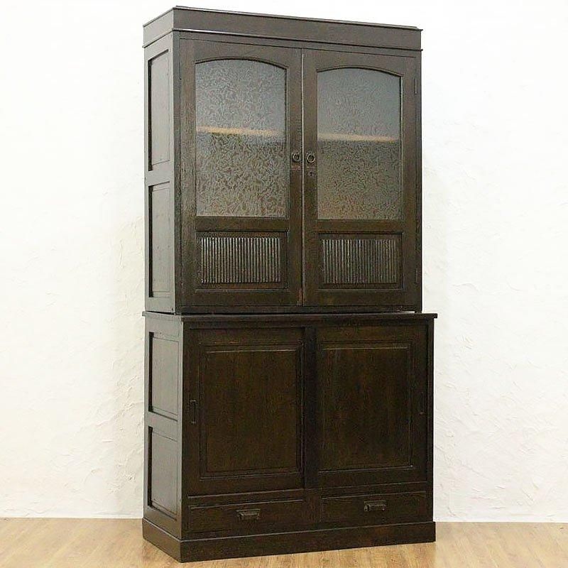 格安SALEスタート! 上品 洋館風 結霜ガラス入り 食器棚 キャビネット 収納力 日本製 その他
