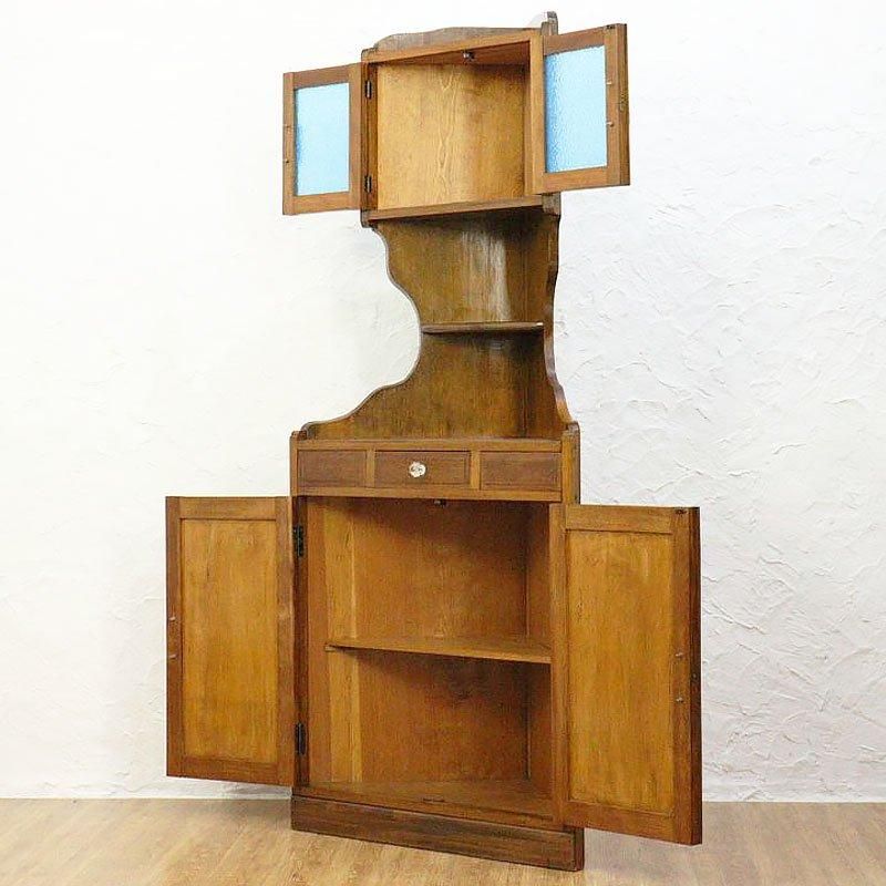 青ガラス 日本製 コーナーキャビネット アンティーク