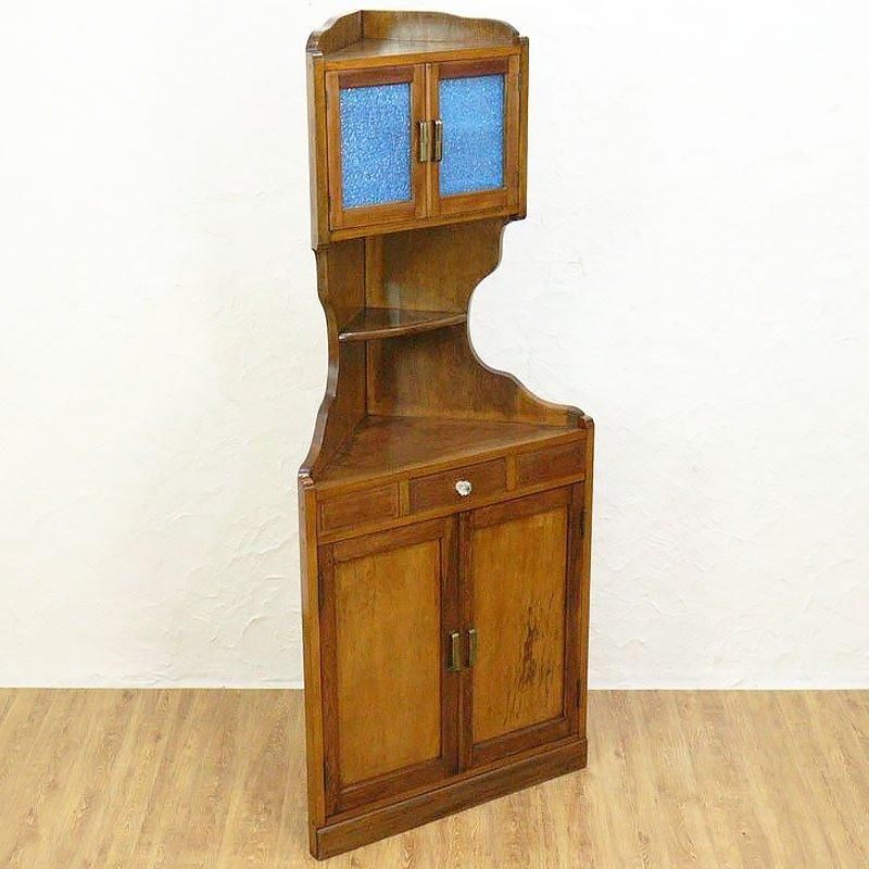青ガラス 日本製 コーナーキャビネット アンティーク