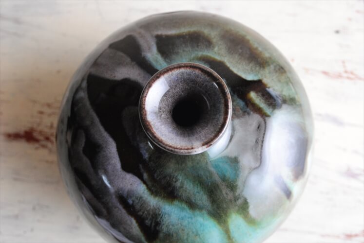ドイツから ヴィンテージ 陶器の花瓶 花器 Art pottery Fat Lava フラワーポット 一輪挿し フラワーベース ミッドセンチュリー  アンティーク_ig3488 - ANTIQUE LEAVES（アンティークリーブス）
