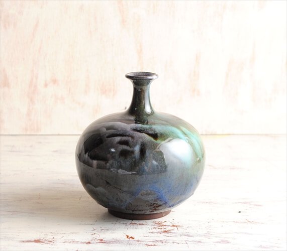 ドイツから ヴィンテージ 陶器の花瓶 花器 Art pottery Fat Lava フラワーポット 一輪挿し フラワーベース ミッドセンチュリー アンティーク_ig3488