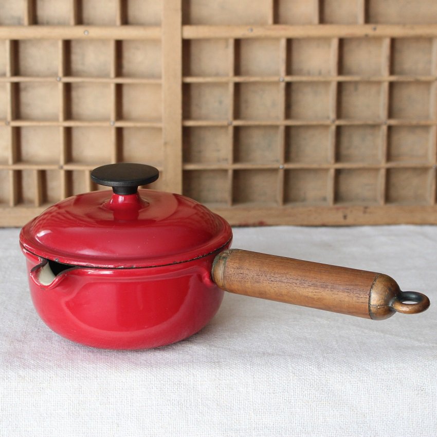 ビンテージLE CREUSET ホーロー鋳物片手鍋 ソースパン Enzo Mari La Mama 14 - ANTIQUE LEAVES