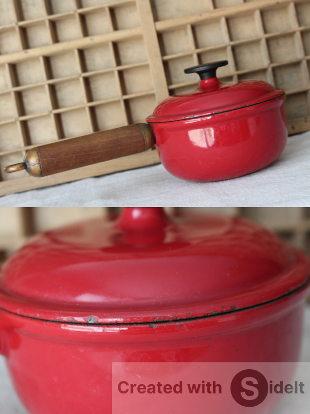 ビンテージLE CREUSET ホーロー鋳物片手鍋 ソースパン Enzo Mari