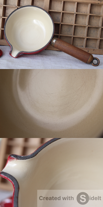 ビンテージLE CREUSET ホーロー鋳物片手鍋 ソースパン Enzo Mari ビンテージLE CREUSET ホーロー鋳物片手鍋 ソースパン Enzo Mari