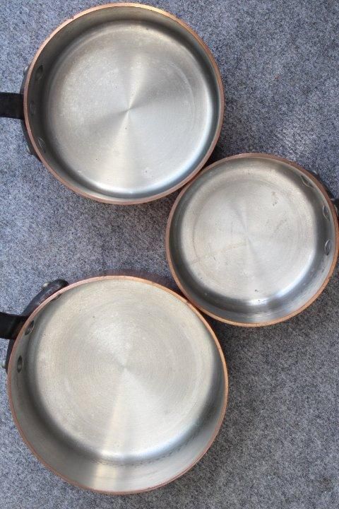 フランスブロカント 銅製片手鍋3点セット