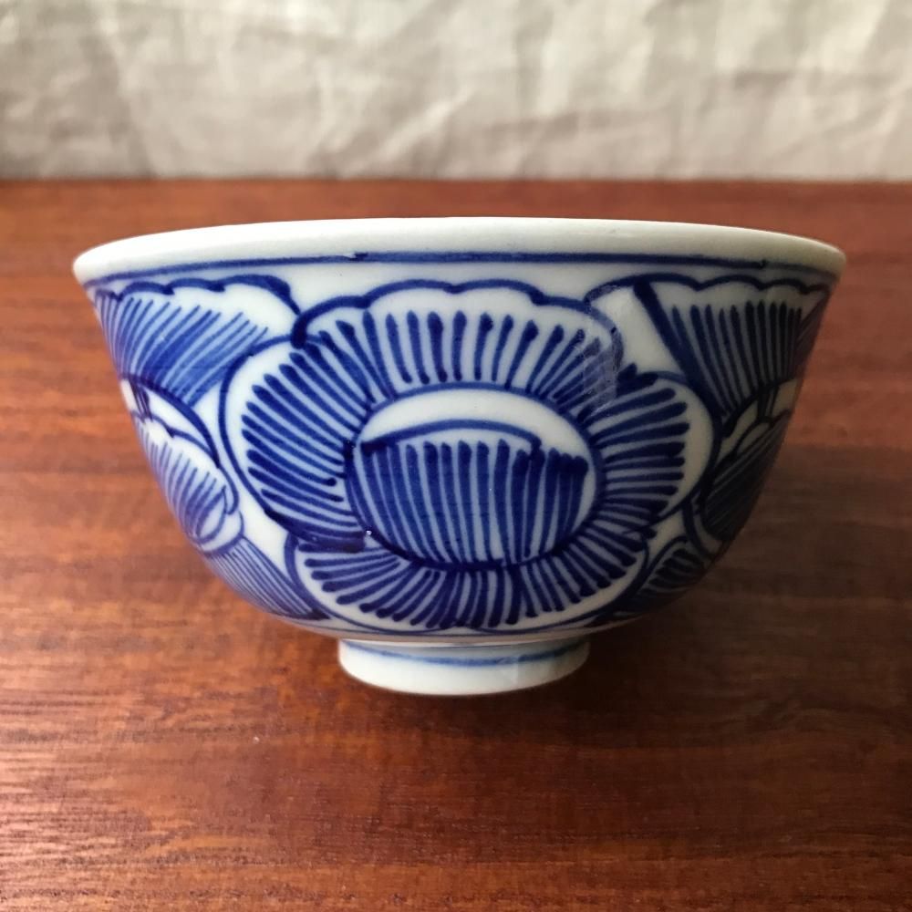 明治時代頃の線描きボタニカルなます皿