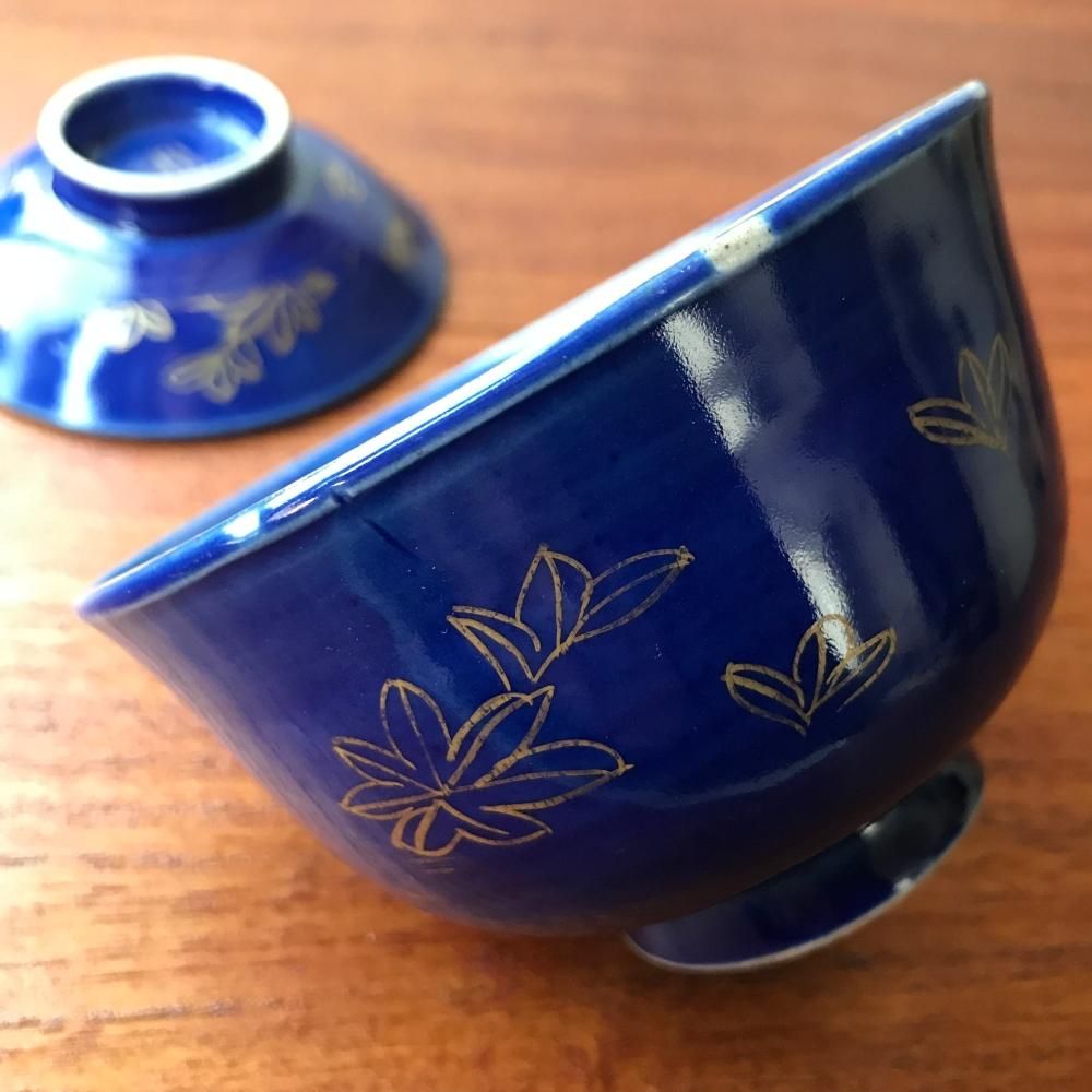 明治 伊万里 金彩もみじ 端正なお茶碗