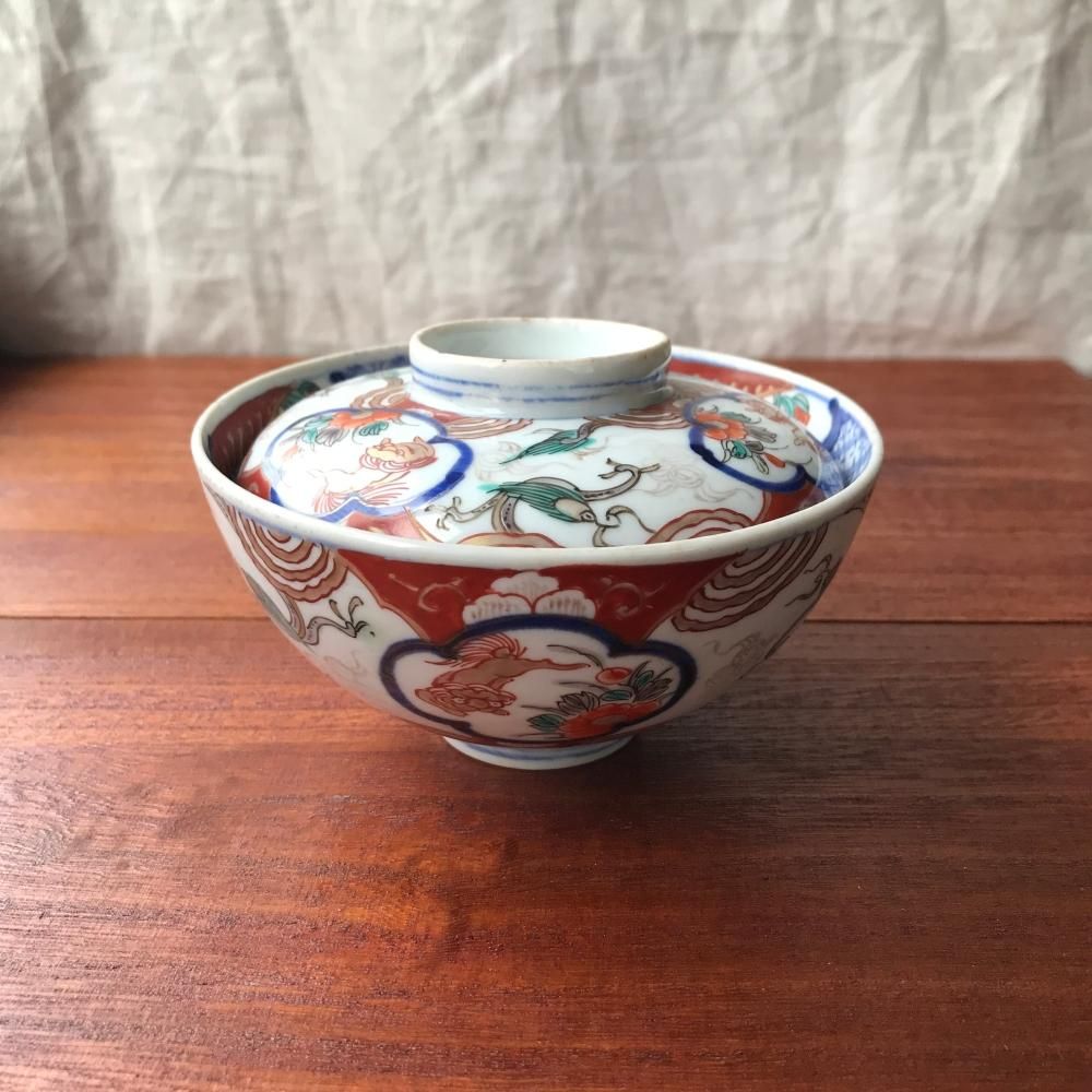 明治 伊万里 わんぱくな唐獅子と若い龍の蓋碗 - ANTIQUE LEAVES