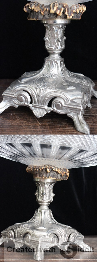 フランスアンティーク ガラスのコンポート皿 鹿の角 - ANTIQUE フランスアンティーク ガラスのコンポート皿 鹿の角 - ANTIQUE