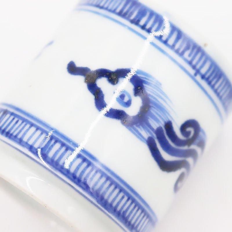 手描き 染付 のぞき ぐい呑み 筒向付 呉須 藍色 和食器 大正