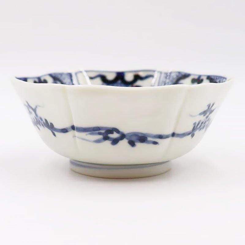 手描き 染付 六角 向付 小鉢 呉須 藍色 和食器 大正 昭和初期