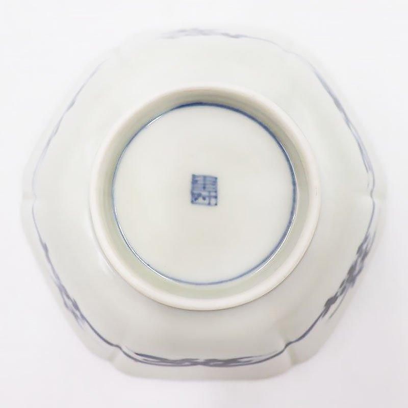 手描き 染付 六角 向付 小鉢 呉須 藍色 和食器 大正 昭和初期 手描き 染付 六角 向付 小鉢 呉須 藍色 和食器 大正 昭和初期