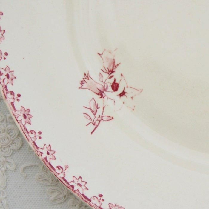 サルグミンヌ プレート 鳥 模様 赤色 アンティーク