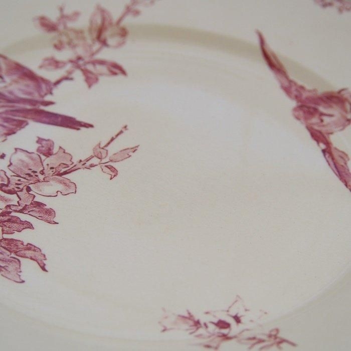 サルグミンヌ プレート 鳥 模様 赤色 アンティーク