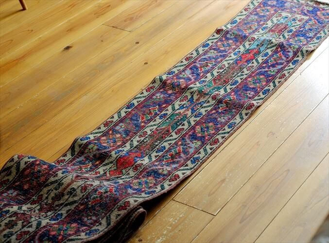 トルコ Isparta産 オールドキリム 長尺 ランナーラグ 456x42cm トルコ Isparta産 オールドキリム 長尺 ランナーラグ 456x42cm