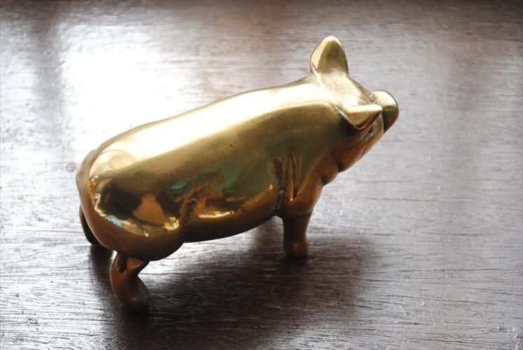 フランスのブロカントから 真鍮のブタ オブジェ ブラス 豚 Pig フランスのブロカントから 真鍮のブタ オブジェ ブラス 豚 Pig