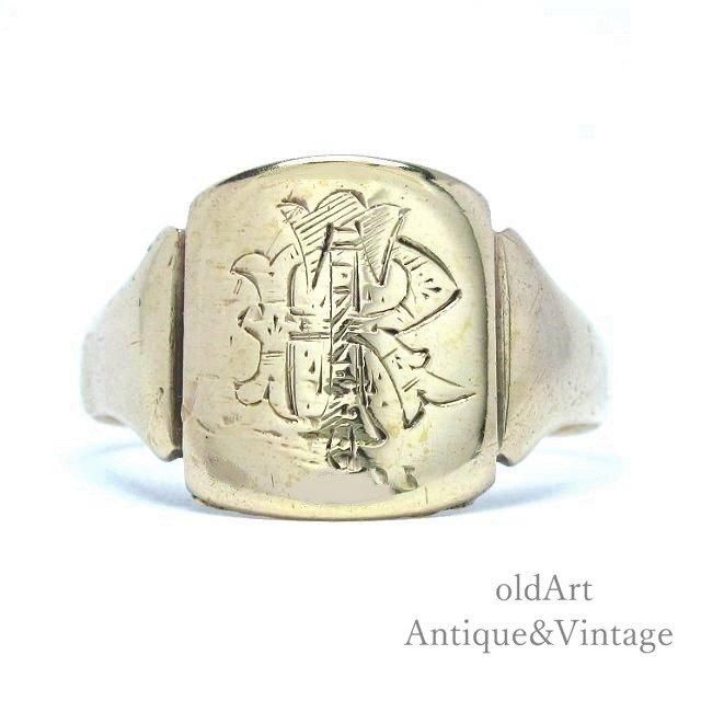 イギリス製 9CTゴールド ヴィンテージシグネットリング メンズ