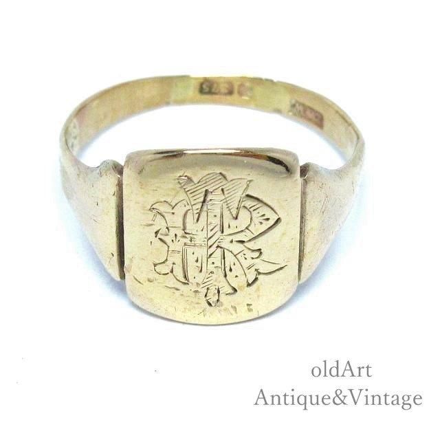 イギリス製 9CTゴールド ヴィンテージシグネットリング メンズ