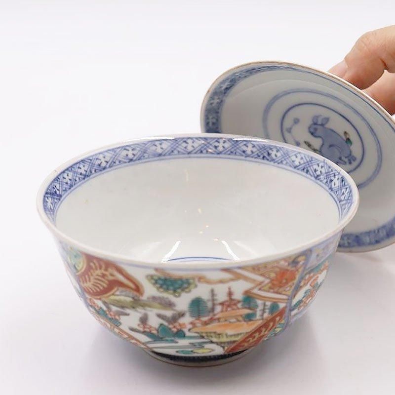 手描き 伊万里 錦手 蓋椀 蒸し物椀 蓋もの 和食器 アンティーク