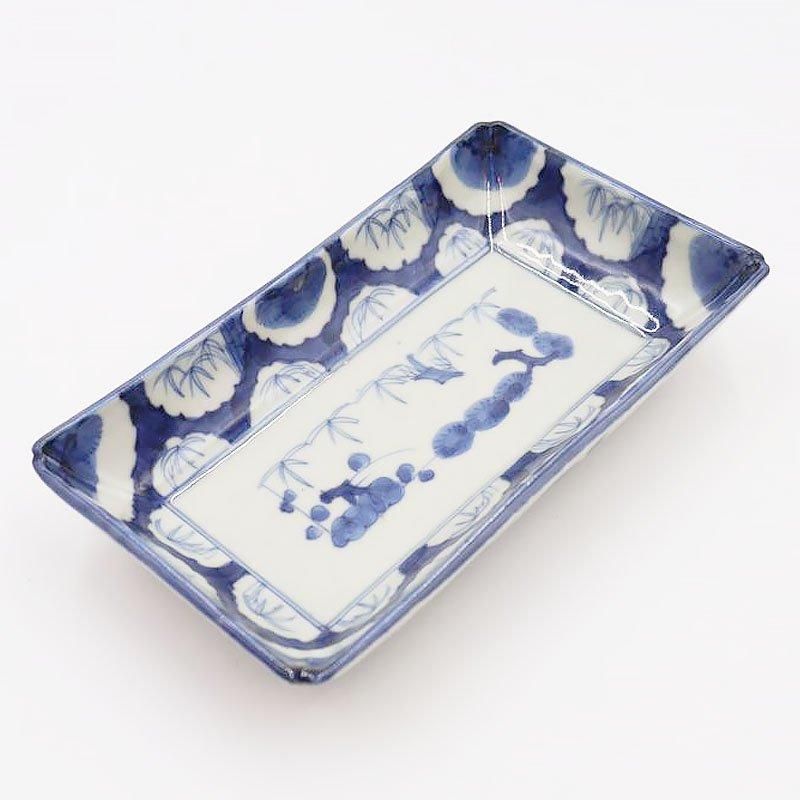 古伊万里 染付 麒麟 松竹梅 輪花型鉢 - 生活骨董と古布の