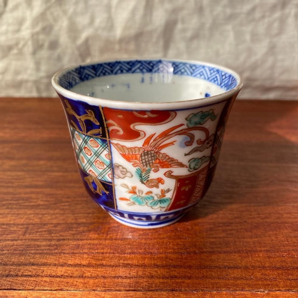 蕎麦猪口 5客 印判 染付 微塵唐草 花唐草 明治 大正 湯呑 蕎麦猪口 5客 印判 染付 微塵唐草 花唐草 明治 大正 湯呑 蕎麦猪口