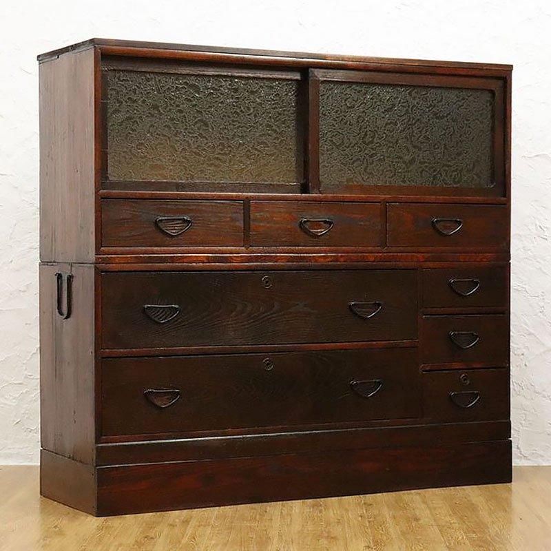 マホガニー　きものチェスト　チェスト　引出し　収納　たんす　タンス　アンティーク マホガニー きものチェスト チェスト 引出し 収納 たんす タンス