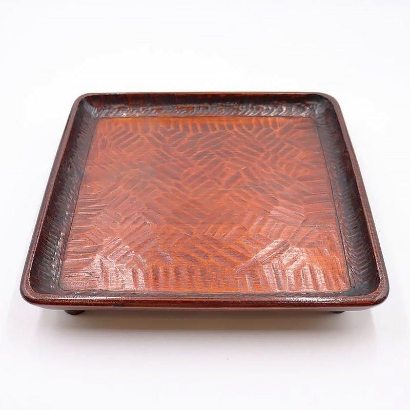 【骨董】漆器 膳 ヴィンテージ 讃岐脚付膳 手彫り 透漆塗り 昭和初期 骨董