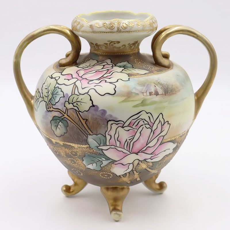 ノリタケ ハンドペイント 作者名T.Ogawa 花瓶28cm未使用品 - 花瓶