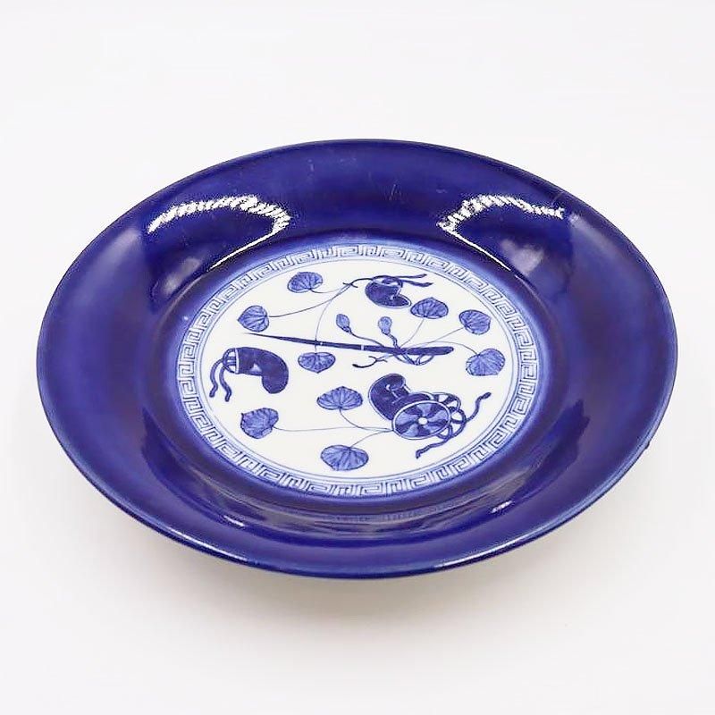 古家蔵出 骨董品 太明成化年製 大皿 鳳 菊 大皿 飾り皿 約