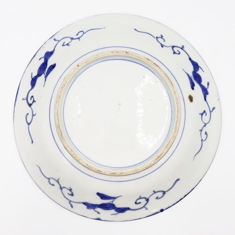 アンティーク瑠璃色大皿 葵の葉模様 江戸・明治時代