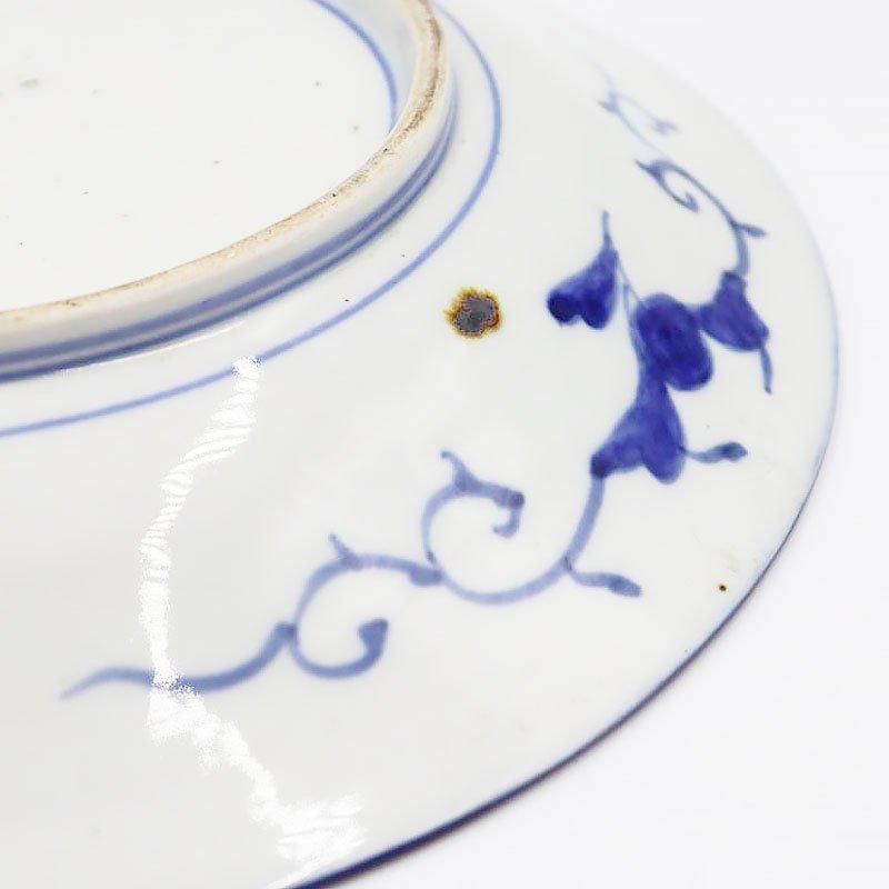 アンティーク瑠璃色大皿 葵の葉模様 江戸・明治時代