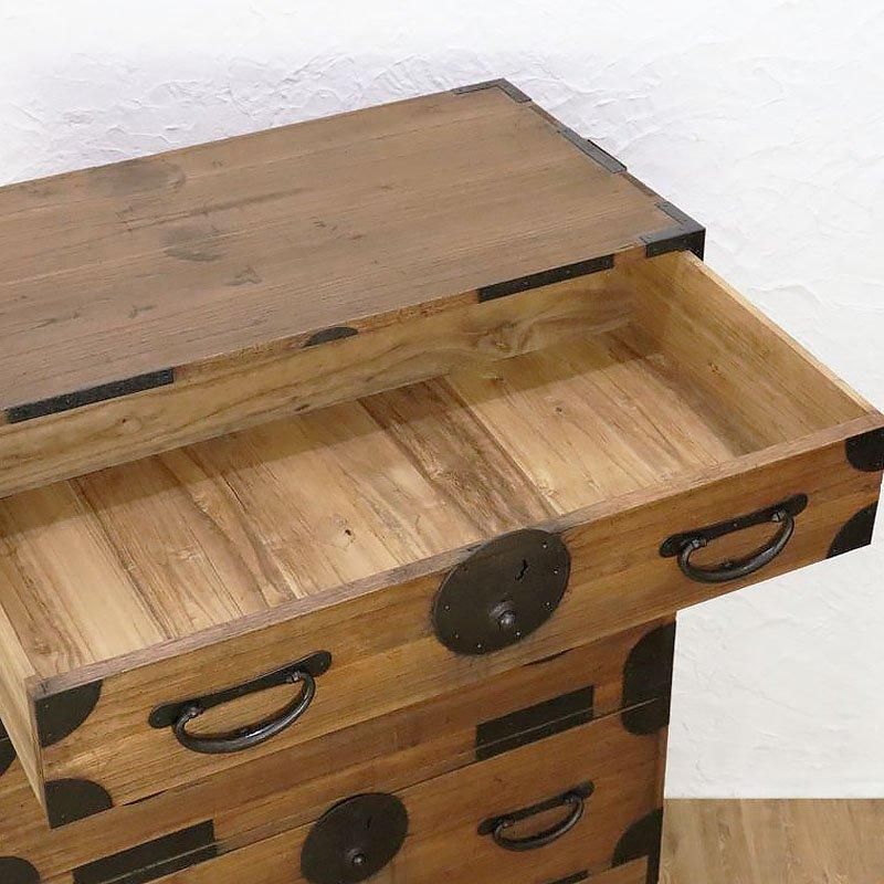 二段重ね 和箪笥 和家具 時代箪笥 チェスト 重厚感 時代金具