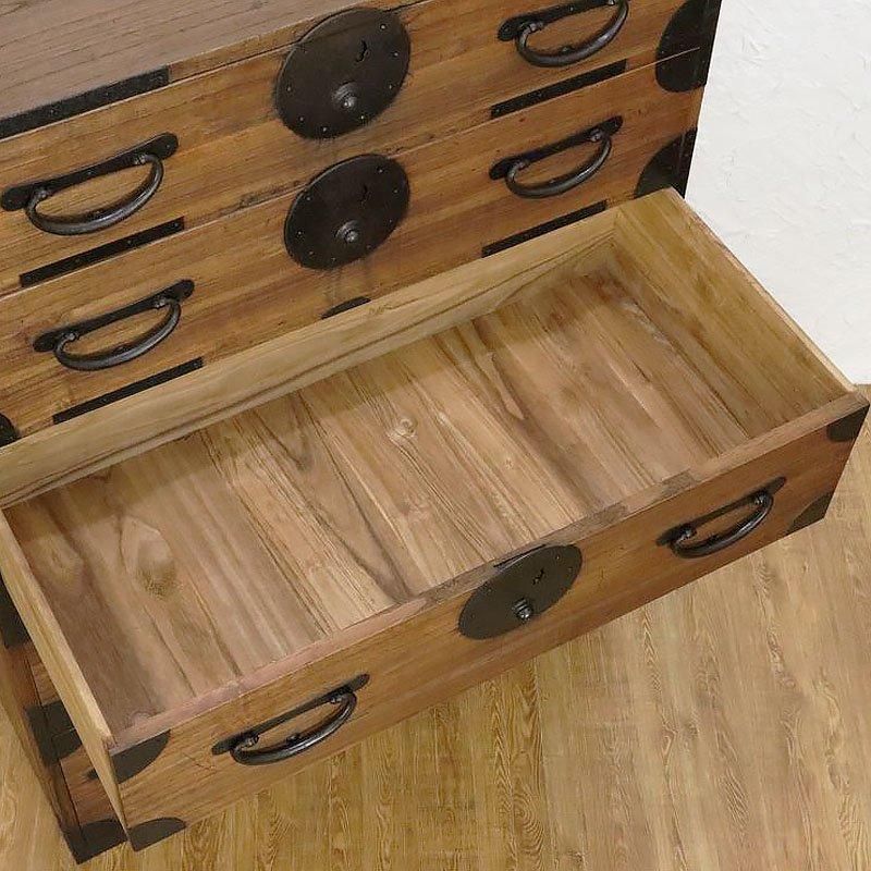 二段重ね 和箪笥 和家具 時代箪笥 チェスト 重厚感 時代金具 二段重ね 和箪笥 和家具 時代箪笥 チェスト 重厚感 時代金具