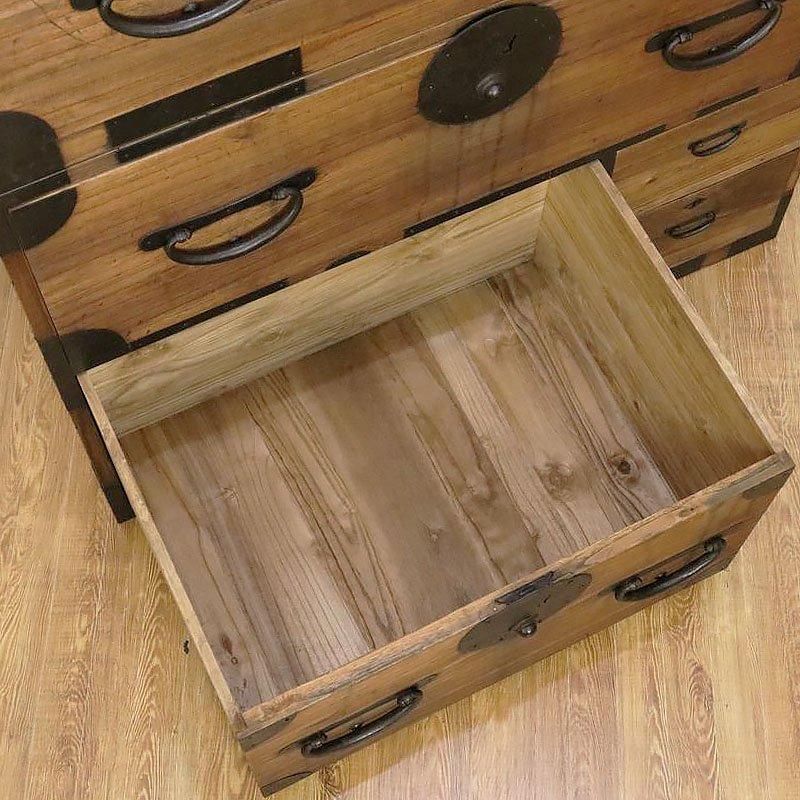二段重ね 和箪笥 和家具 時代箪笥 チェスト 重厚感 時代金具