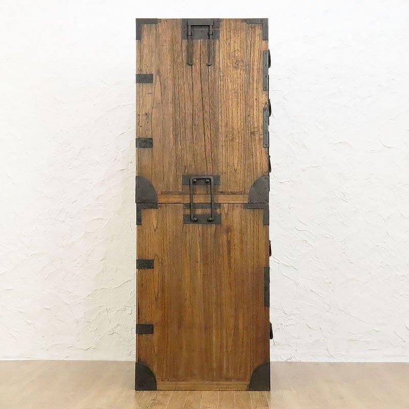 二段重ね 和箪笥 和家具 時代箪笥 チェスト 重厚感 時代金具