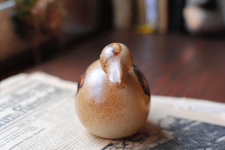 デンマークから かわいい陶器のカルガモ 鴨 鳥 オブジェ 北欧