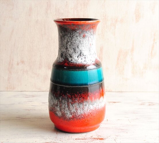 西ドイツ製 ヴィンテージ Bay Keramik 陶器の花瓶 Fat Lava 花器 一輪挿し ミッドセンチュリー期 フラワーベース アンティーク_ig3612