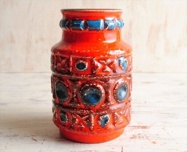 西ドイツ製 ヴィンテージ Bay Keramik 陶器の花瓶 Fat Lava 花器 