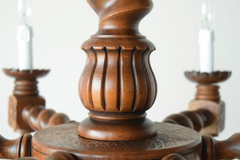 ウッドシャンデリア アンティーク カントリー風 ビーチウッド 6灯シャンデリア