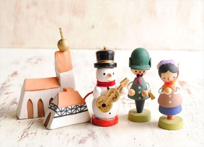 ドイツ製 クリスマス フィギュア 4体セット 陶器と木製